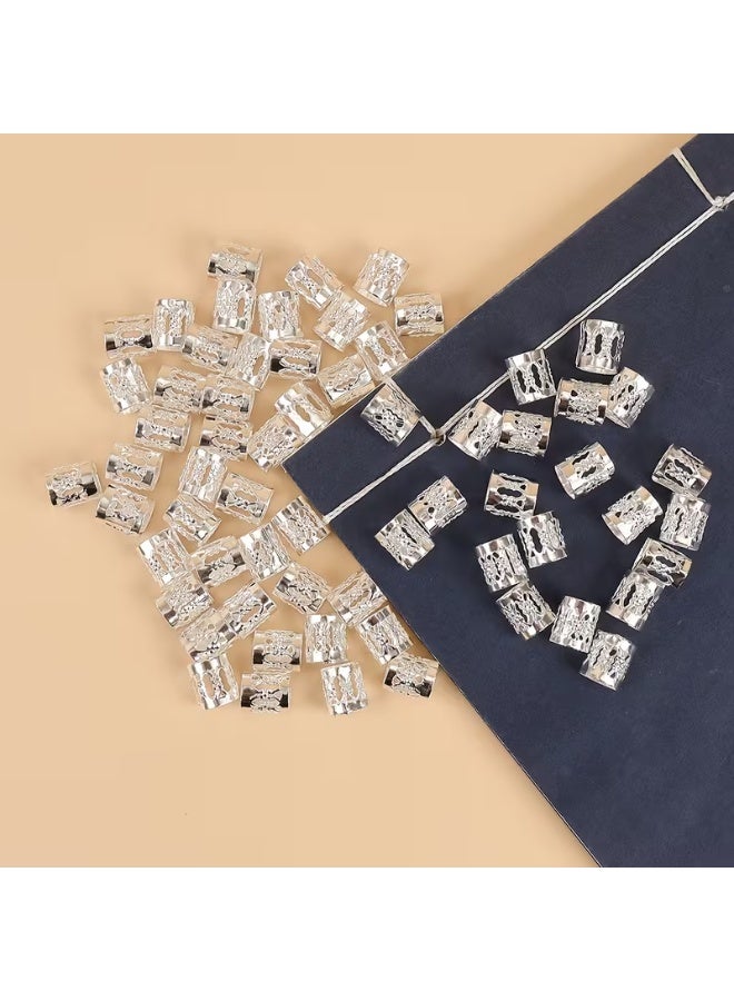 45 قطعة من حلقات إكسسوارات الشعر والحجاب الفضيه وحبل فضي لتزيين الشعر أنيقة للحفلات والمناسبات الخاصة - Image 5